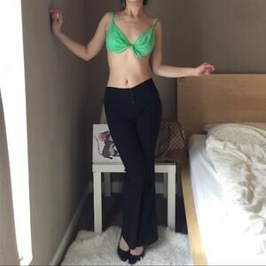 Vintage Stretchy Black Flare Pants By Lime.-CA4